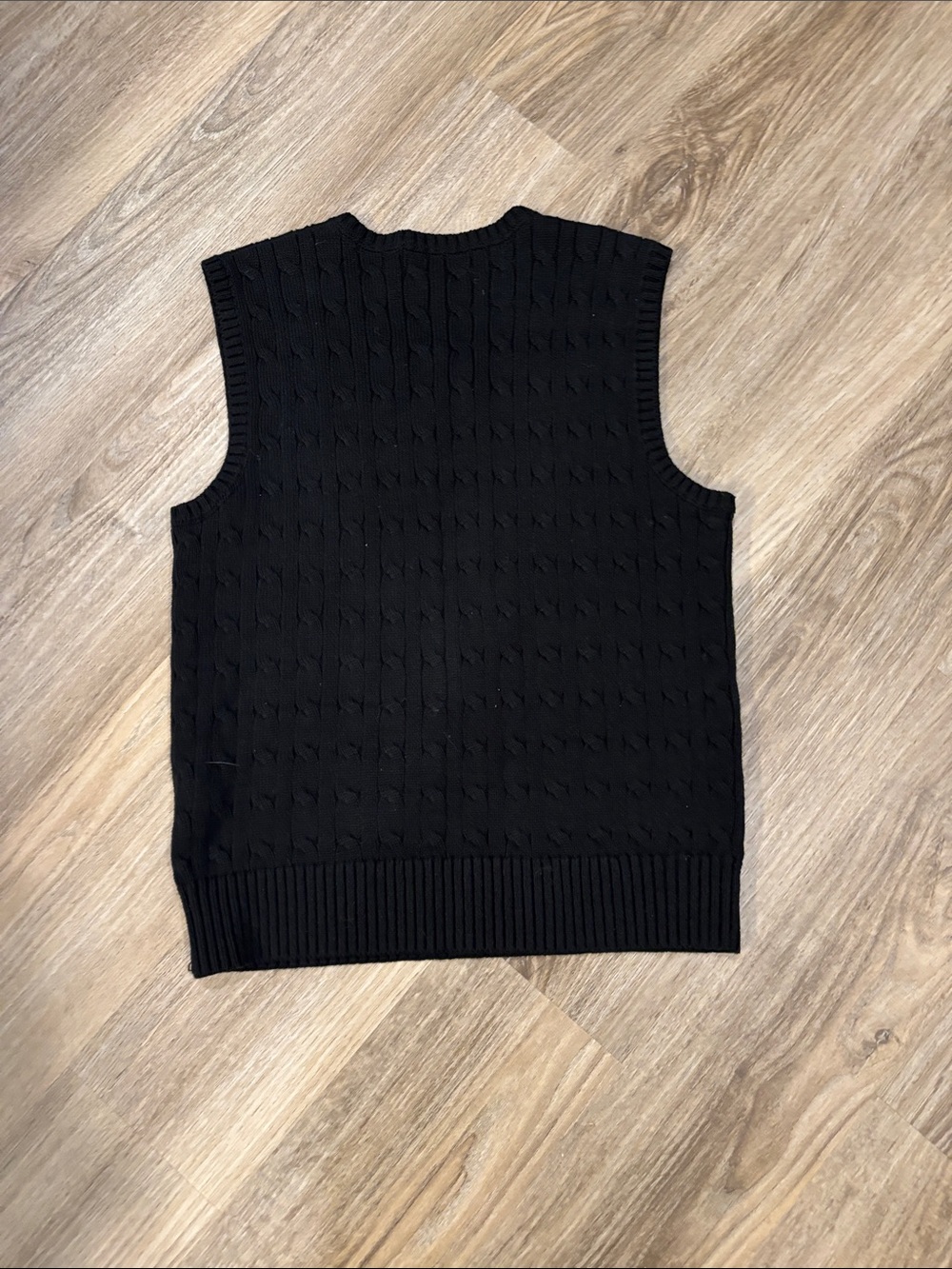 Polo by Ralph Lauren Black Cable Knit V-Neck Sweater Vest with Red Pony - Picture 4 of 4